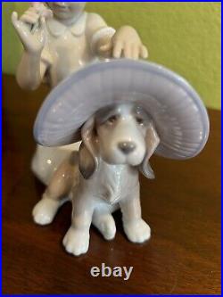 Lladro An Elegant Touch Girl and Puppy Dog with Hat 6862