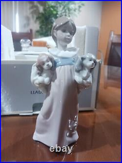 Lladro Arms Full Of Love Girl Figurine #6419 Brand Nib Puppies Cute Save$$ F/sh