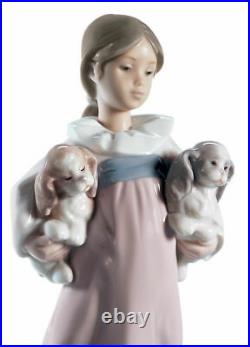 Lladro Arms Full Of Love Girl Figurine #6419 Brand Nib Puppies Cute Save$$ F/sh