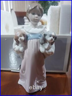 Lladro Arms Full Of Love Girl Figurine #6419 Brand Nib Puppies Cute Save$$ F/sh