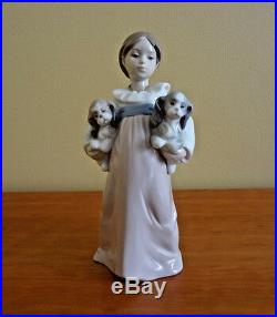 Lladro Arms Full of Love Girl withTwo Dogs Figurine # 6419