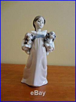 Lladro Arms Full of Love Girl withTwo Dogs Figurine # 6419