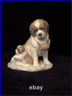 Lladro Baby-Sitting #8170 St Bernard & Pup WithBox Retired RARE