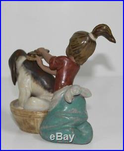 Lladro Bashful Bather #2273 Figurine Gres Girl Washing Dog Perfect