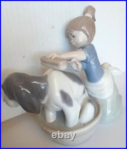 Lladro Bashful Bather 5455 Girl Bathing Dog & HOLDING BIRD SPRING FIGURE 5217