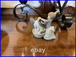 Lladro Bashful Bather Figurine #5455 Adorable Girl Washing Reluctant Dog