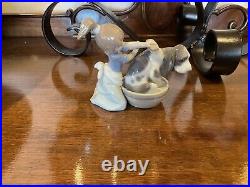 Lladro Bashful Bather Figurine #5455 Adorable Girl Washing Reluctant Dog