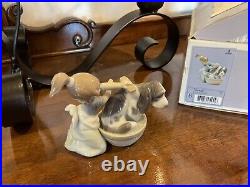 Lladro Bashful Bather Figurine #5455 Adorable Girl Washing Reluctant Dog