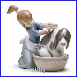 Lladro Bashful Bather Girl with Pet Dog Figurine 1005455