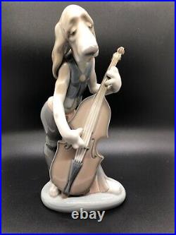 Lladro Basset Hound Playing Bass Porcelain Dog 1154