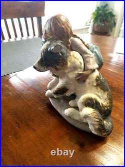 Lladro Big Hug #2200 Big Hug Girl Hugging Dog gres finish retired