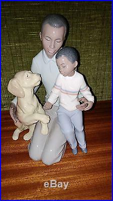 Lladro Black Legacy Figurine 6815 A Moment To Remember Father Son Dog