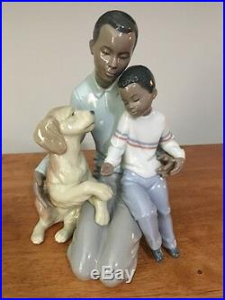 Lladro Black Legacy Figurine 6815 A Moment To Remember Father Son Dog