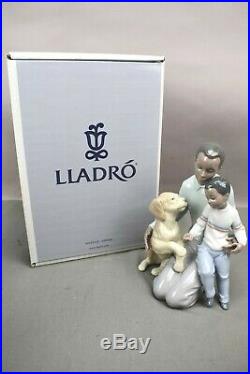 Lladro Black Legacy Figurine 6815 A Moment To Remember Father Son Dog withbox