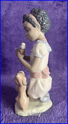 Lladro Black Legacy SHARING SWEETS #5836 Girl Ice Cream Dog Helado Para Dos Mint