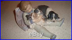 Lladro Blue Seal Vbl-12 Daisa-1987 Series Of A Small Boy And Dogs Retired