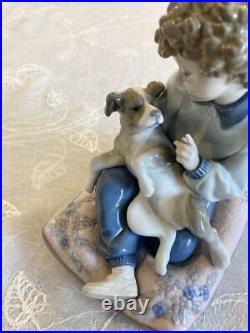Lladro Boy And Dog Elegant Graceful Formal Luxury Spain Figurine Japan
