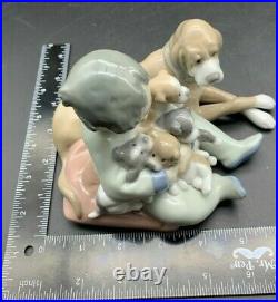 Lladro Boy Child With Dog & Puppies Figurine #5456. Retired. Excellent Cond