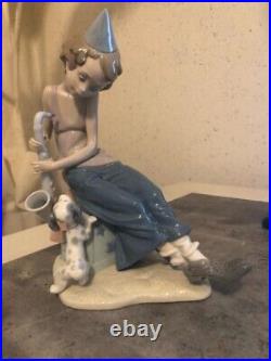 Lladro Boy/Clown with Saxophone and Dog
