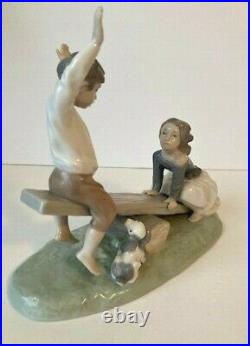 Lladro Boy & Girl With Dog On See-saw #4867 Matte Porcelain Retired Mint