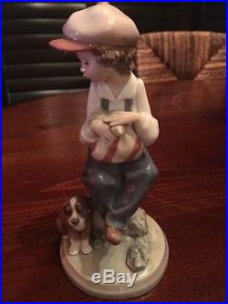 Lladro Boy With Knapsack And Dog