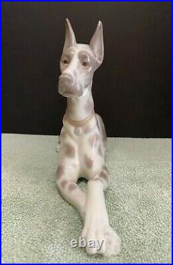 Lladro Brown Spotted Great Dane (Large) Dog Figurine Mint
