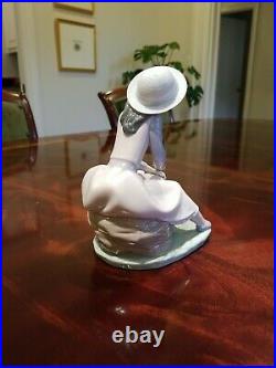 Lladro By My Side Porcelain Figurine # 7645 Girl Sitting With Dog Spain Mint