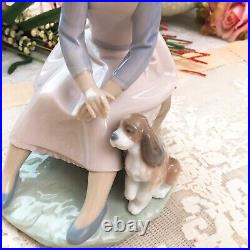 Lladro By My Side Porcelain Figurine Girl Sitting With Dog Spain Mint