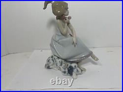 Lladro CHIT-CHAT Figurine #05466 Glossy Girl on Phone With Dog Original Box 1990