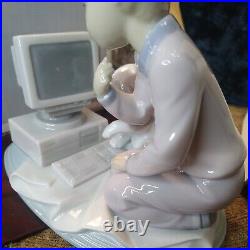 Lladro COMPUTING COMPANIONS 06692 Figurine Girl, Computer, Dog withBox COA EUC
