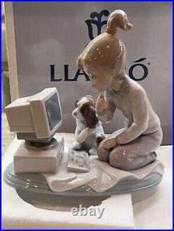 Lladro COMPUTING COMPANIONS 06692 Figurine Girl, Computer, Dog withBox NIB COA