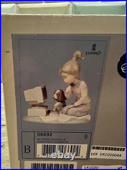 Lladro COMPUTING COMPANIONS 06692 Figurine Girl, Computer, Dog withBox NIB COA