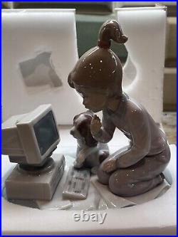 Lladro COMPUTING COMPANIONS 06692 Figurine Girl, Computer, Dog withBox NIB COA