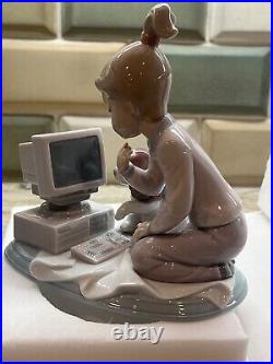 Lladro COMPUTING COMPANIONS 06692 Figurine Girl, Computer, Dog withBox NIB COA