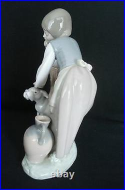 Lladro Caress And Rest Girl Petting Dog Retired Porcelain Figurine #1246 Mint