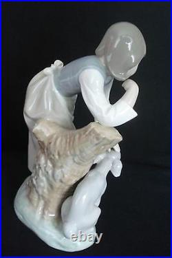 Lladro Caress And Rest Girl Petting Dog Retired Porcelain Figurine #1246 Mint