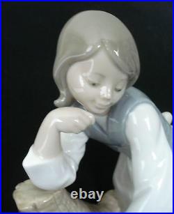 Lladro Caress And Rest Girl Petting Dog Retired Porcelain Figurine #1246 Mint