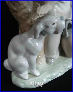 Lladro Caress And Rest Girl Petting Dog Retired Porcelain Figurine #1246 Mint