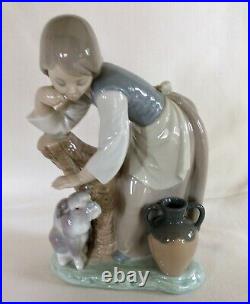 Lladro Caress and Rest #1246 Girl with Dog & Vase