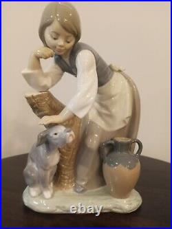 Lladro Caress and Rest #1246 girl dog retired