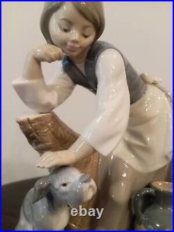 Lladro Caress and Rest #1246 girl dog retired