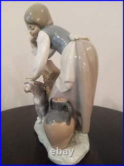 Lladro Caress and Rest #1246 girl dog retired