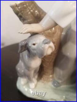 Lladro Caress and Rest #1246 girl dog retired