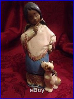 Lladro Chiquita Figurine Girl With Dog