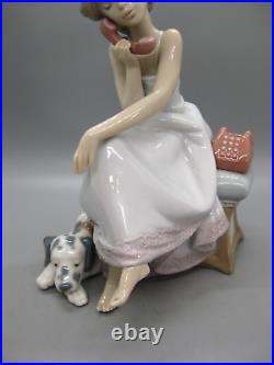 Lladro Chit Chat Girl Figurine #5466 Telephone & Dalmatian Puppy Dog 7.75 MINT