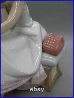 Lladro Chit Chat Girl Figurine #5466 Telephone & Dalmatian Puppy Dog 7.75 MINT