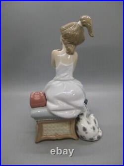 Lladro Chit Chat Girl Figurine #5466 Telephone & Dalmatian Puppy Dog 7.75 MINT