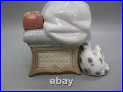 Lladro Chit Chat Girl Figurine #5466 Telephone & Dalmatian Puppy Dog 7.75 MINT