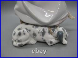 Lladro Chit Chat Girl Figurine #5466 Telephone & Dalmatian Puppy Dog 7.75 MINT