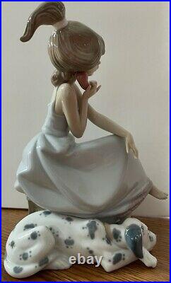 Lladro Chit Chat Girl on Phone with Dog Porcelain Figurine 5466